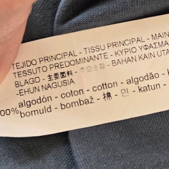 Zara Womens Cotton Long Sleeve Top Size S Blue Boat Neck Side Slit Hem - Picture 7 of 7